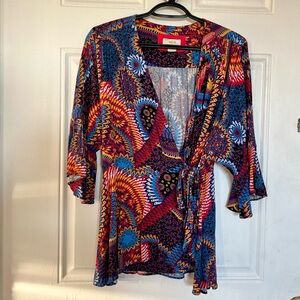 Maeve | Printed Colorful Wrap Blouse